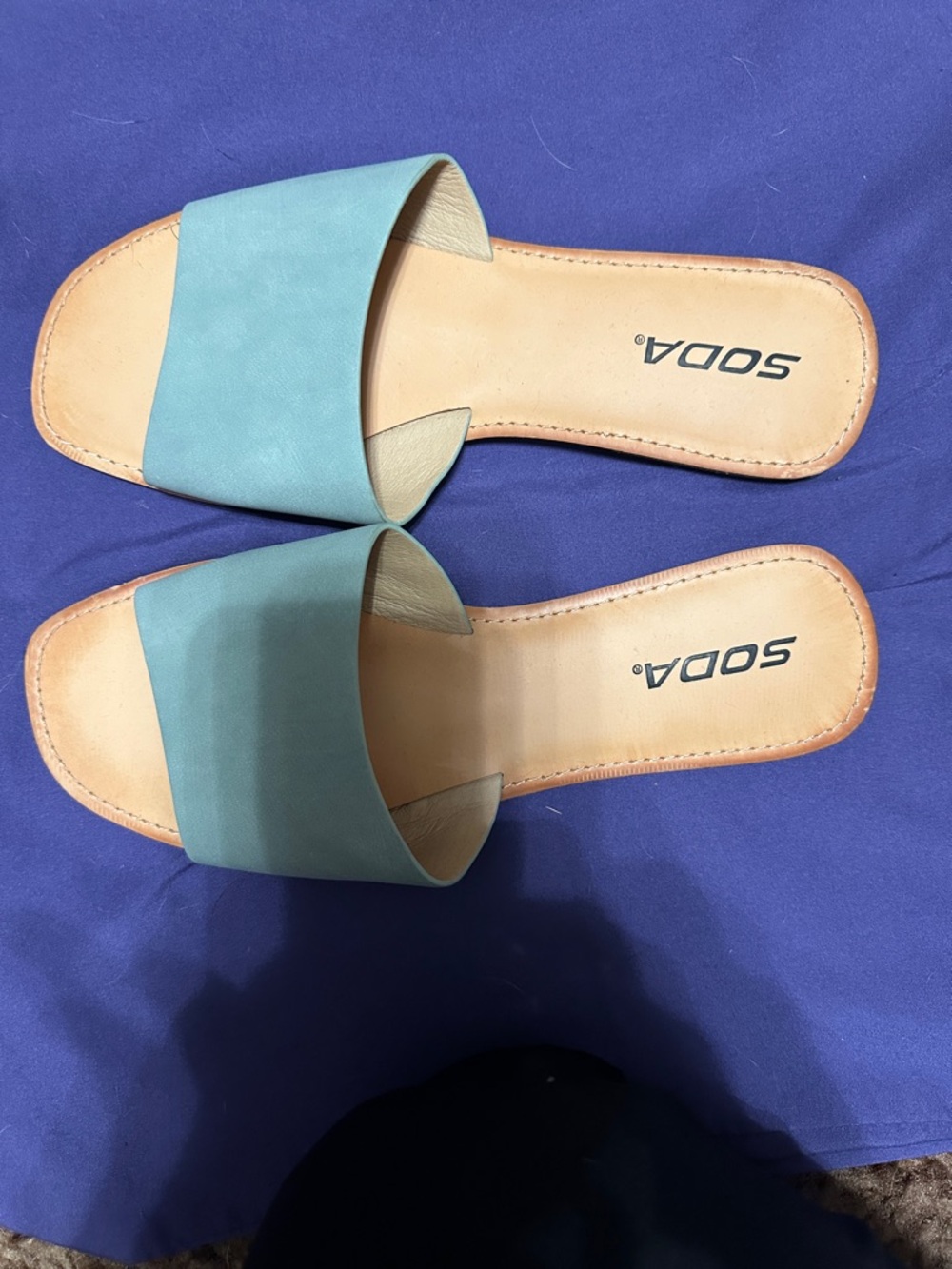 Soda Light Teal Slip-On Slide Sandals for Women